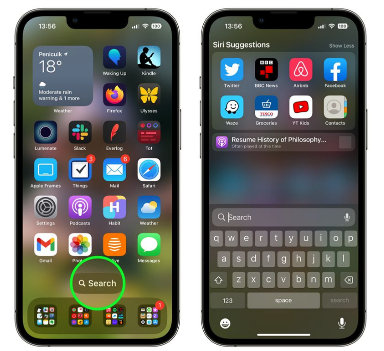 黑河苹果手机维修分享升级到 iOS 16 后，如何删除主屏幕上的搜索按钮 